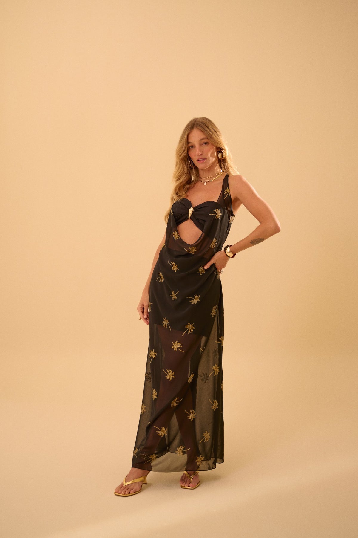 Vestido Longo C/ Transparencia Brilho Celestial